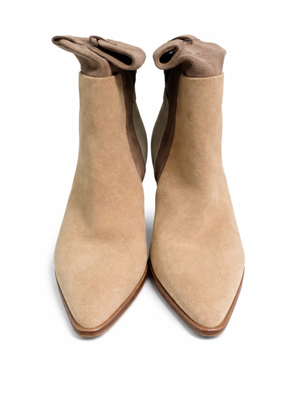Dolce Vita Suede Pointed Ankle Booties in Beige